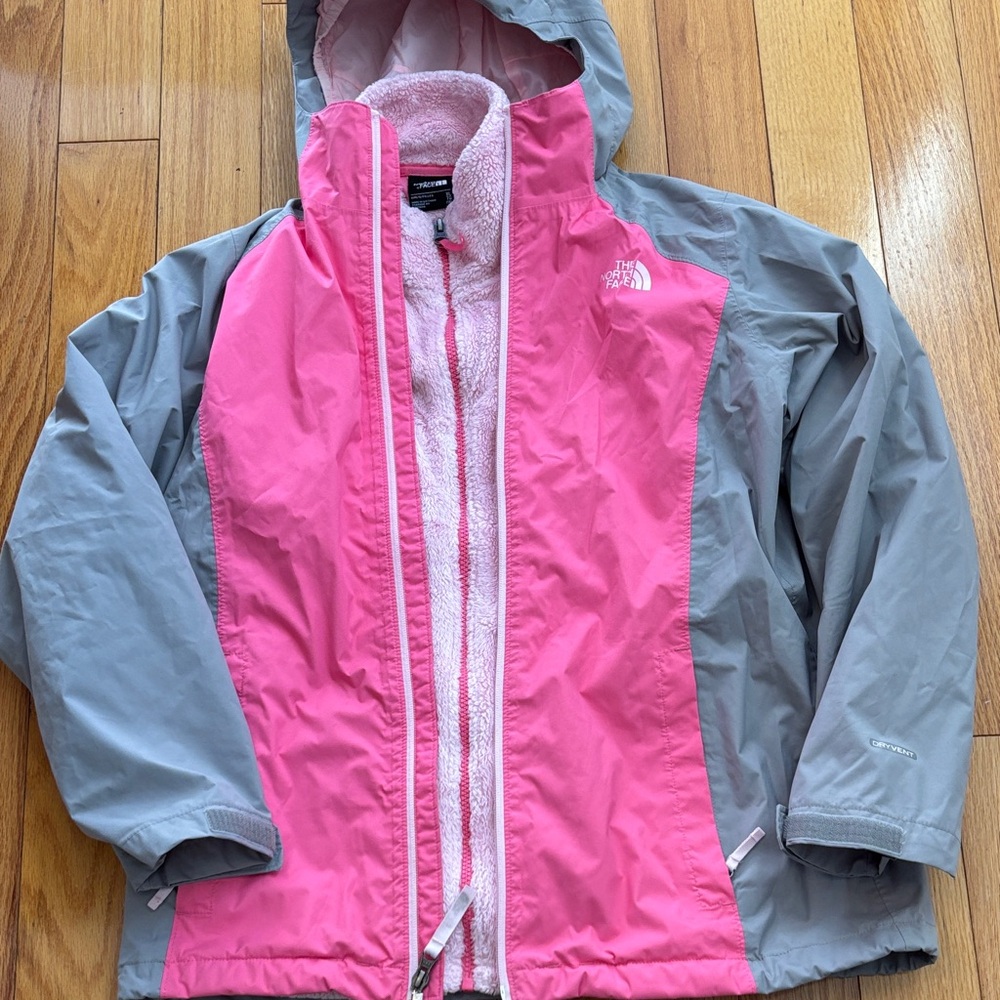 The North Face Dry Vent Jacket Fleece Rain in Pink Gray XL girls Tri-Climate